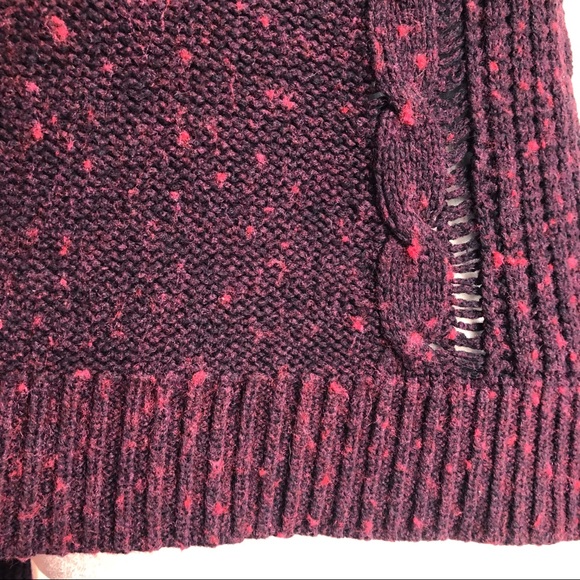 American Eagle Burgundy Open Stitch Wool Blend Sweater Small - Picture 7 of 15